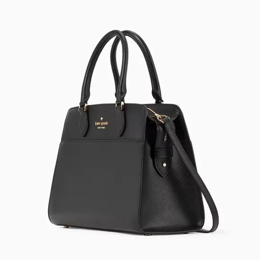 KATE SPADE Madison Saffiano Leather (NWT Medium Satchel BLACK COLOR